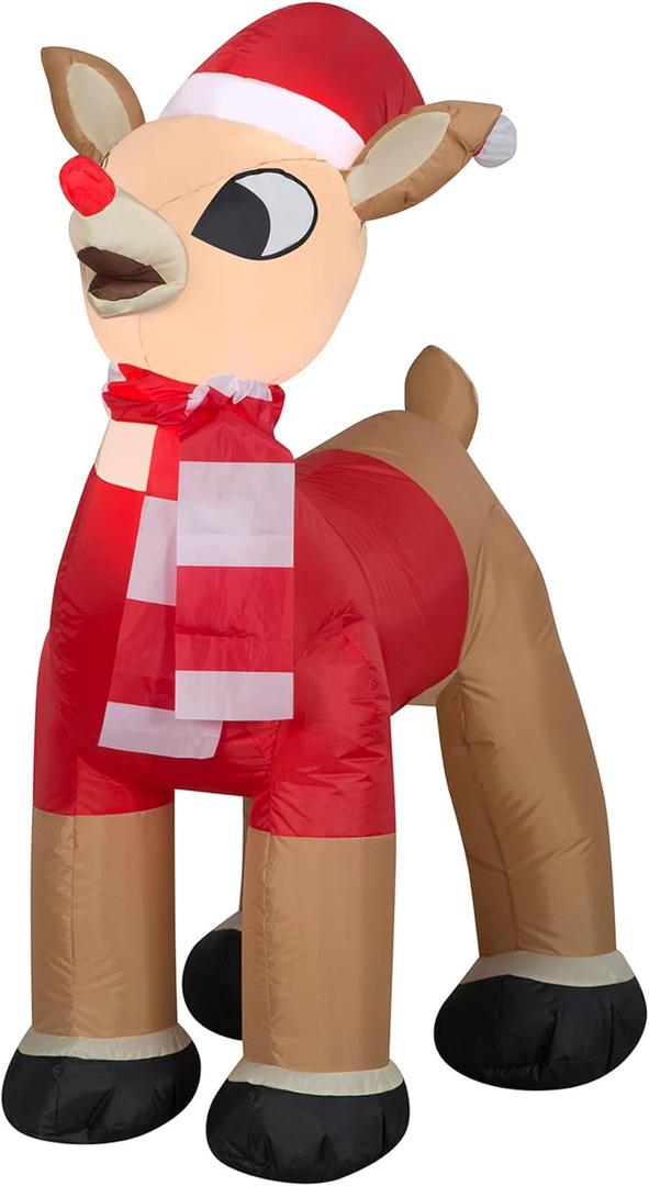 42" Inflatable Airblown Standing Rudolph in Santa Outfit