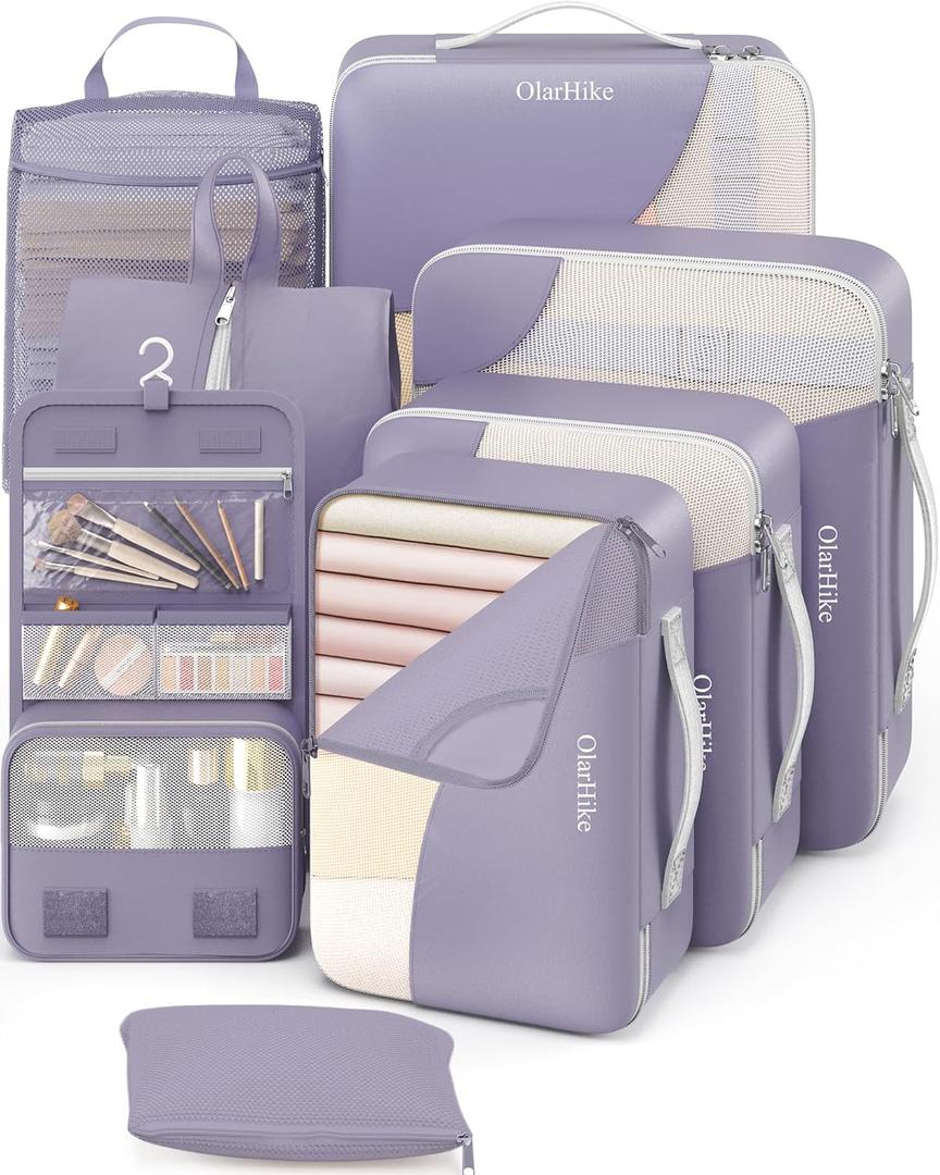 8 Set Packing Cubes for Travel, Gifts for Women Mom,Anti-Tearing Suitcase Organizer,OlarHike Vacation Essentials & Accessories for Cruise Ship