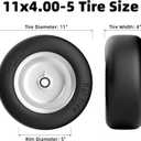 RONPOW 11x4.00-5 Lawn Mower Tires Flat Free and Wheel, 11x4-5 Solid Front Tires for Zero Turn Mower, 350Lbs Load, 3/4", 5/8" and 1/2" Bearings, 3.4"-5.8" Hub for Residential Commercial, 2Pack Gray