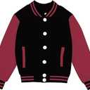 Kids Varsity Jacket Boys Baseball Jacket Sports Outerwear Coat for Girls School Uniform, red-black, size age 10 (Black)