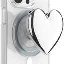 PopSockets Phone Grip for MagSafe, Magnetic Holder, Phone Stand, Silver - Heart of Silver (Silver PopOut)