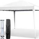 VINGLI 10x10 Pop Up Canopy Tent, Outdoor Tent Canopy Foldable Portable Canopies for Camping, Patio, Parties, EZ Up Gazebo Canopy with Carry Bag (White)