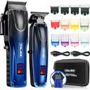 GinJee Professional Hair Clippers for Men Cordless & Corded - Rechargeable Barber Clipper & Trimmer Set with Fade Lever for Home Haircuts, Grooming Kit with Guide Combs, with Travel Case