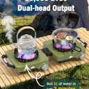 2 Propane Burners Camping Stove, 30,000 BTU Folding Camp Stove with Windproof Grates and Frying Pan, Portable Camping Stoves with Carrying Bag, Camping Essentials for Tailgating/Grilling/Coffee, Green