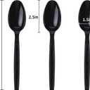 Plastic Spoons Disposable Individually Packaged Spoons Black 7-Inch Commercial Take Away,Super Hard Mass Heavy Individually Wrapped 100 PCS