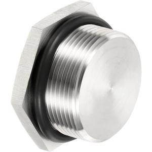 PATIKIL M32x1.5 Male Plug, 1 Pack Waterproof Dustproof 304 Stainless Steel Thread Hex Head Socket Solid Pipe Fitting with Sealing Rubber Ring