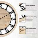 20 Inch Large Wall Clock - Rustic Wooden Silent Non-Ticking Wall Clock with Black Metal Frame, Vintage Farmhouse Decorative for Living Room, Bedroom, Kitchen - Arabic Numerals, Modern Design