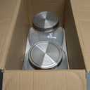 Waymind 1 Gallon Glass Drink Dispensers, 2 Pack Clear Beverage Dispenser with Stand and Spigot for Parties, Drink Dispenser with Ice Core and Sticker for BBQ, Picnic, Lemonade Dispenser