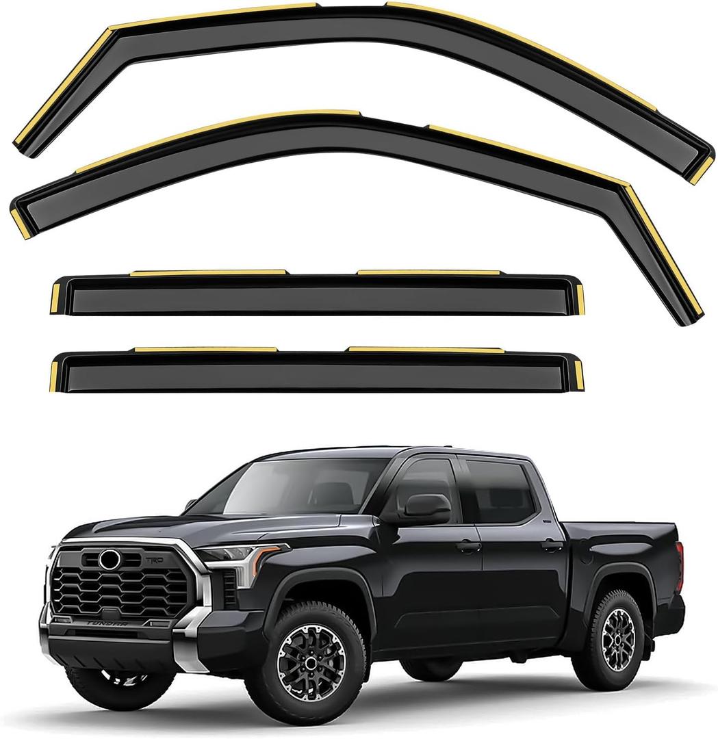 in-Channel Rain Guards Fit for Toyota Tundra CrewMax 2022-2026