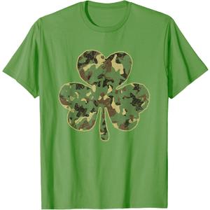 Military Family | St Patricks Day Camo Shamrock Camouflage T-Shirt, Size XXL