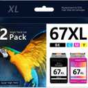 67XL Remanufactured Ink Cartridge - Replacement for HP 67XL Ink Cartridges Black/Color Combo Pack Compatible for 2700e 2700 2855e 2755e 2755 4155e 4255e for 6000 6055e 6400 Printer (67XL-2 Pack)