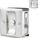 HOMOTEK 2 Pack Privacy Pocket Door Lock Hardware with Pull - Replace Old Or Damaged Sliding Door Locks Quickly and Easily, 2-3/4x2-1/2, for 1-3/8 Thickness Door, Brushed Nickel