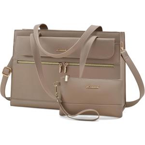 Laptop Bag for Women Leather Laptop Tote Bag Large Computer Bag Waterproof Business Office Work Bag