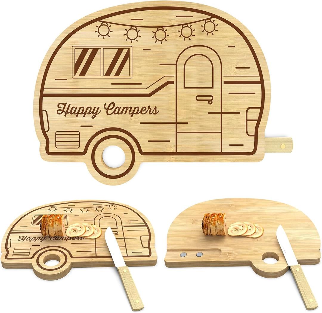 Camping Cutting Board and Knife Set, 11.8" X 9.3" Camping Lover Gifts for Women, RV Kitchen Decoration, Serving Tray for House Warming Gifts New Home Decor, Thanksgiving, Christmas, RV Gifts Camping Cutting Board and Knife Set, 11.8" X 9.3" Camping Lover Gifts for Women, RV Kitchen Decoration, Serving Tray for House Warming Gifts New Home Decor, Thanksgiving, Christmas, RV Gifts