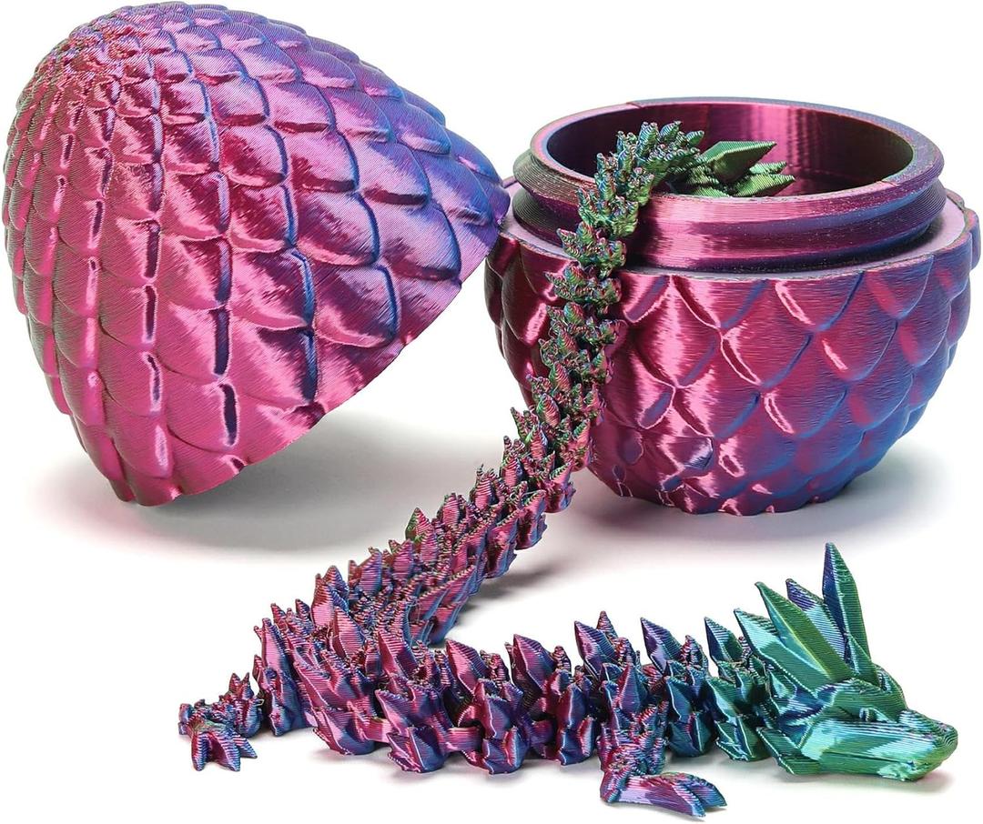 3D Printed Dragon with Surprise Egg,Surprise Dinosaur Eggs Fidget Toys for Kids, Birthdays, Halloween Christmas Decorations Gifts Indoor Outdoor for Girls Boys (Yellow&Green)