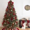 24 Pcs Velvet Christmas Tree Bows Vintage Velvet Ribbon Bows for Tree Garland Wreath Indoor Xmas Decorations (3/8'' Wide, 5 * 7 inch) (Dark Red)