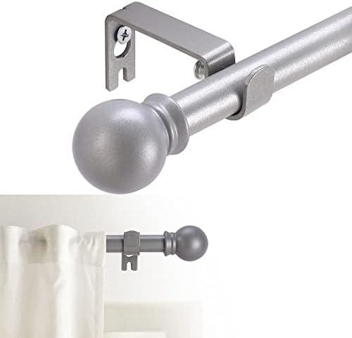 GXOACKJ Curtain Rods for windows 32-48 inch, 5/8 inch Decorative Silver Splicing Heavy Duty Metal Curtain Rod set with Brackets