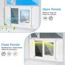 2-in-1 Cat Door for Window with Acrylic Panel, Rainproof & Ventilation Dual Modes, Adjustable Width of 28"-32" for Sliding Windows, Weather Resistant Window Cat Door Insert