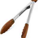 Wooden Tongs for Cooking, Multi-Purpose for Tossing Salads, Grilling, Flipping Food & Serving Bread - Strong Grip Walnut Wood Tips, Heat Resistant & Non-Deforming (7inch)