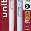uni one P Retractable Gel Pens, Micro Point (0.5mm), Peach, Soda, Black, 2 Pack