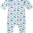 monica + andy Baby Organic Zipper One-Piece (Preemie, Tiny Blue Dino Delight)