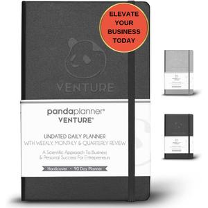 Panda Planner 2025-2026 Business Planner  Undated Daily Work Planner for Professionals & Entrepreneurs  90 Day Organizer with Goals, KPI Tracker, Monthly Weekly Layout  Compact 8.25 x 5.75 (Black)
