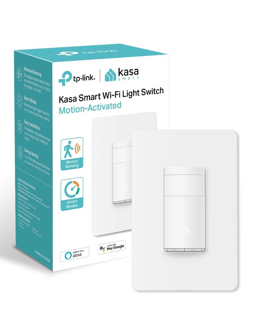 Kasa Smart WiFi Motion Sensor Switch, Single Pole, Needs Neutral Wire, 2.4GHz Wi-Fi Light Switch, Compatible with Alexa & Google Home, UL Certified, No Hub Required(KS200M),White,1-Pack