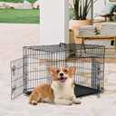FDW 30 inch Dog Crate Dog Kennel Cage with Double Door Folding Metal Wire Dog Cage with Removable Tray&Divider Panel,Pet Crate for Medium Dogs,Black