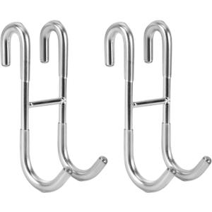Simtive Shower Door Hooks (2-Pack), Towel Hooks for Bathroom Frameless Glass Door, Shower Squeegee Hooks, Silver