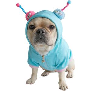 French Bulldog Clothes Halloween Dog Costume Sweater for Medium Dogs Girl Boy, Frenchie Clothes Halloween Costumes Winter Coat Hoodies Sweatshirt for Doggy and Cat, Blue Sweater, Large 