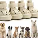 Dog Shoes for Hot Pavement,Non-Slip Waterproof Breathable Easy to Clean Put On and Take Off Dog Boots,Paw Protector for Hot Summer Roads Winter Snow (Beige, Size 6:(2.17"x2.76")(L*W))