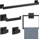 5 Pieces Bathroom Hardware Accessories Set Black Towel Bar Set Towel Holder Racks Set for Bathroom,SUS304 Stainless Steel,Wall Mounted 23.6-Inch