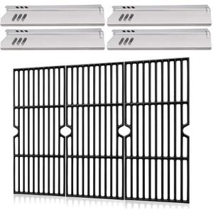 Hiorucet DGF493BNP Grill Grates Replacement Parts for Dyna Glo 4 Burner, Cooking Grid Grates & Heat Tent Shields for Dyna Glo DGF493BNP Parts and Backyard Grill Replacement Parts BY13-101-001-12.