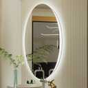 LED Bathroom Mirror 24 Inch, 3 Color Temperatures (3000K/4500K/6000K), Dimmable Backlight, Anti-Fog, 5MM HD Glass, CRI 90+, Round Vanity Mirror with Light