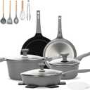 UCCLIFE 17-PCS Pots and Pans Set Non Stick, Induction Cookware Set, Non-toxic Kitchen Cooking Set, Frying Pan, Saucepan Stock Pot Kitchen Utensils Dishwasher Safe, Scratch-resistant (PFAS, PTEF Free)