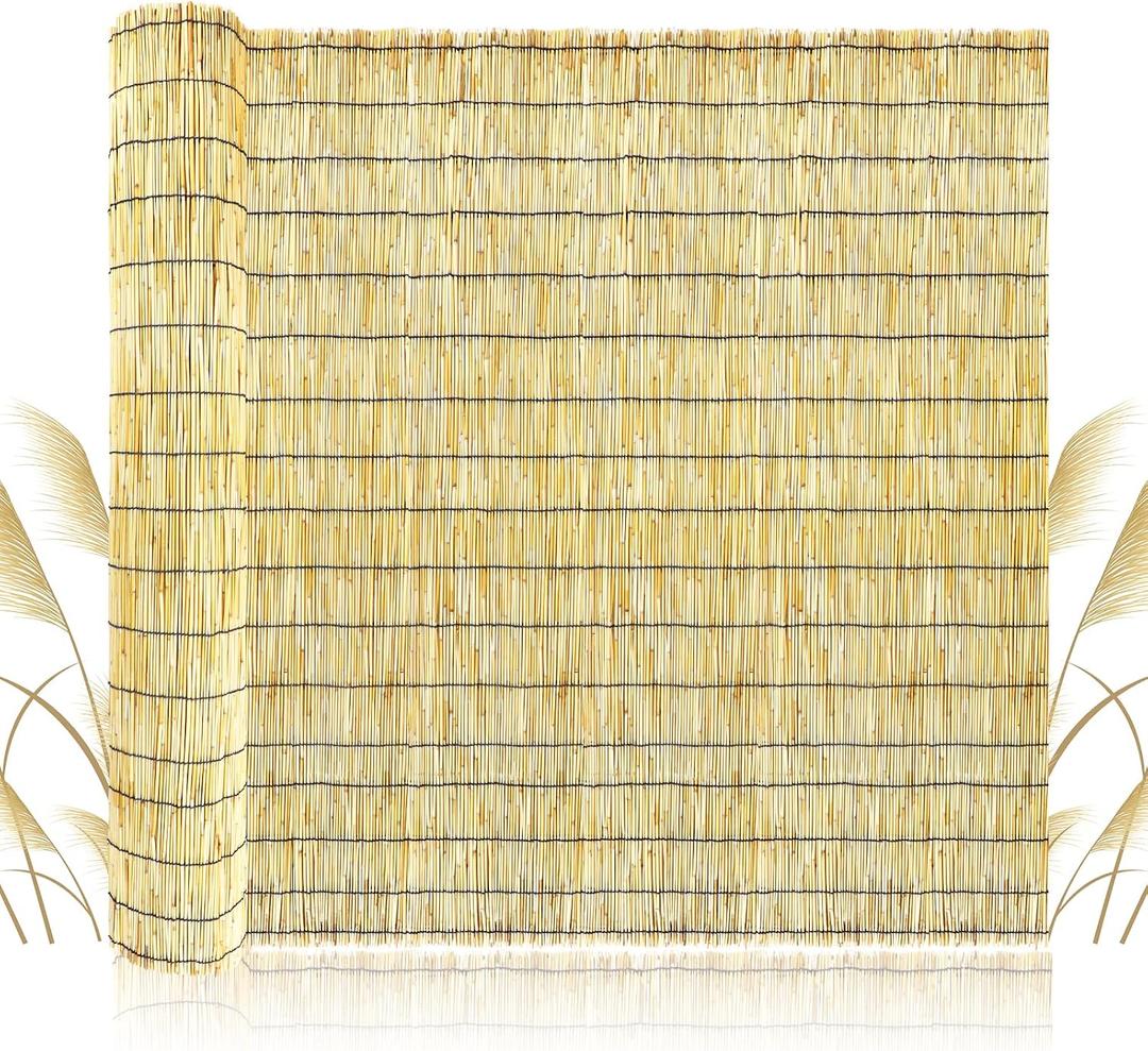 ZNCMRR Reed Fencing Rolls Natural Bamboo Fence 4 Feet High Privacy Screen Curtains Fence for Balcony Patio Garden Backyard Shades Outdoor 4FT X 16.4FT Yellow