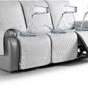 TAOCOCO 100% Waterproof Recliner Cover, Non-Slip Washable Reclining Couch Cover with Elastic Leg Straps, Furniture Protector for Dogs (Off White, 3 Seater)