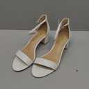 PIZZ ANNU Women's Low Block Chunky Heels Sandals Comfortable Open Toe Ankle Strap Party Dress Pump Shoes Strappy Buckle Heeled Sandal with 2 Inches Tall Thick Heel Design (8, White)