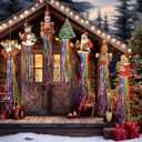 8pcs Vintage Christmas Windsocks Outdoor Hanging Decorations with Tassels Christmas Yard Decorations for Outside 3.3ft Xmas Signs for Wall Tree Home Lawn Yard Party Supplies Garden Decor