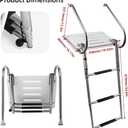 Universal Inboard/Outboard Swimming Ladder with Fiberglass Platform, Telescopic Boat Ladder with 2 Handrails, Extendable Folding Stepladder for Marine, Ship, Yacht and More (3 - Step)