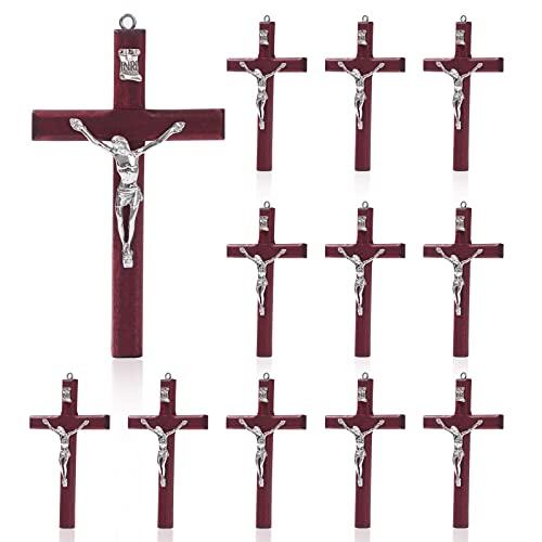 SHAOQINLIN 12 Pieces Crucifix Wall Cross, 4.7 Inch Wooden Wall Hanging Cross Wall Decor Home Decor