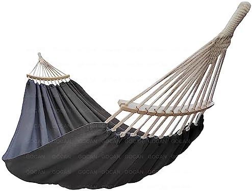 GOCAN Double Hammock 2 Person Canvas Cotton Hammock for Patio Porch Garden Backyard Lounging Outdoor and Indoor with Removable Spreader bar