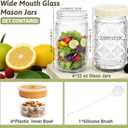 STARSIDE 4 Pack Glass Salad Jars with Plastic Lids Meal Prep, 32oz Mason Jars with Dressing Container, Leakproof Portable Salad Container for Lunch, Wet/Dry Separation Salad Pod for On-the-Go Meals