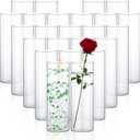 24 Pack Glass Cylinder Vases Clear Flower Vase Floating Candle Holders Centerpiece for Table Home Wedding Decorations Formal Dinners (12 x 4 Inch)