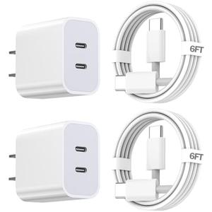 iPhone 15 Charger,Apple Charger Fast Charging,2Pack Dual Port Power Delivery Apple Charging Block,2Pack 6FT USB C to C iPhone 16 Charge Cable,USB C Charge for iPhone 16/15 Pro/iPad Pro/iPad Air/Mini