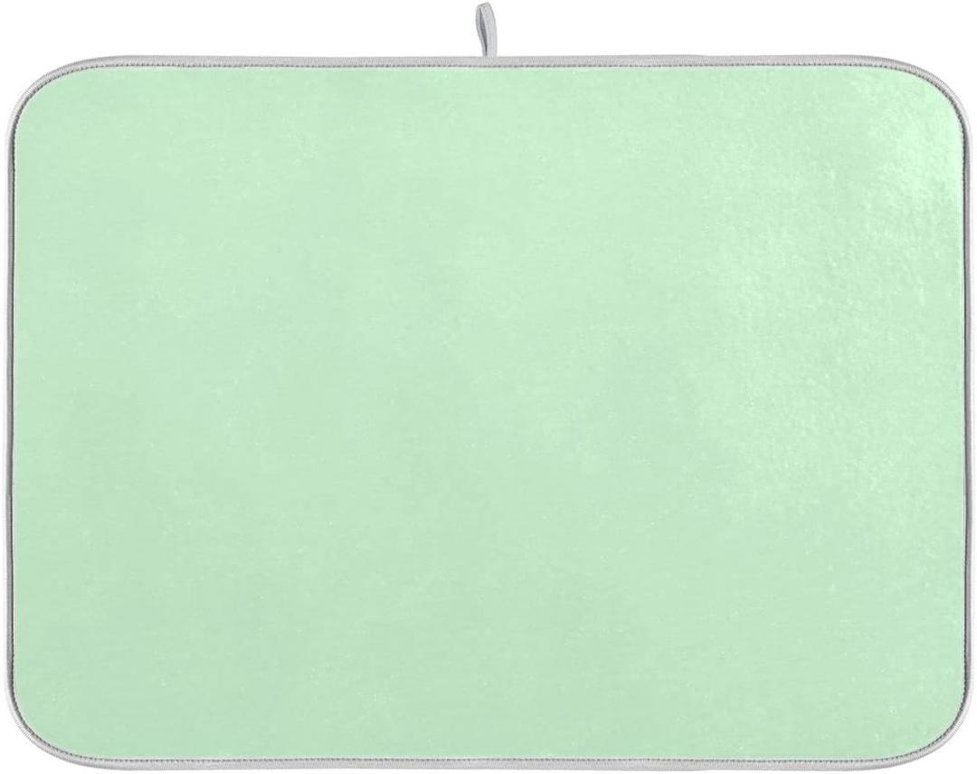 Mint Green Dish Drying Mat for Kitchen Counter Green Drying Mats Ultra Absorbent Reversible Microfiber Kitchen Countertop Protector Dishes Pad Large18x24 inch