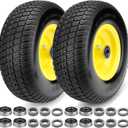 2 PCS 11x4.00-5 Flat Free Lawn Mower Tires, Zero Turn Lawn Mower Replacement Tires,11x4-5 Solid Tires and Wheel with Rims,3.4"-3.84"-4.72"-5.6" Centered Hub and 3/4" & 5/8" & 1/2" Precision Bearings