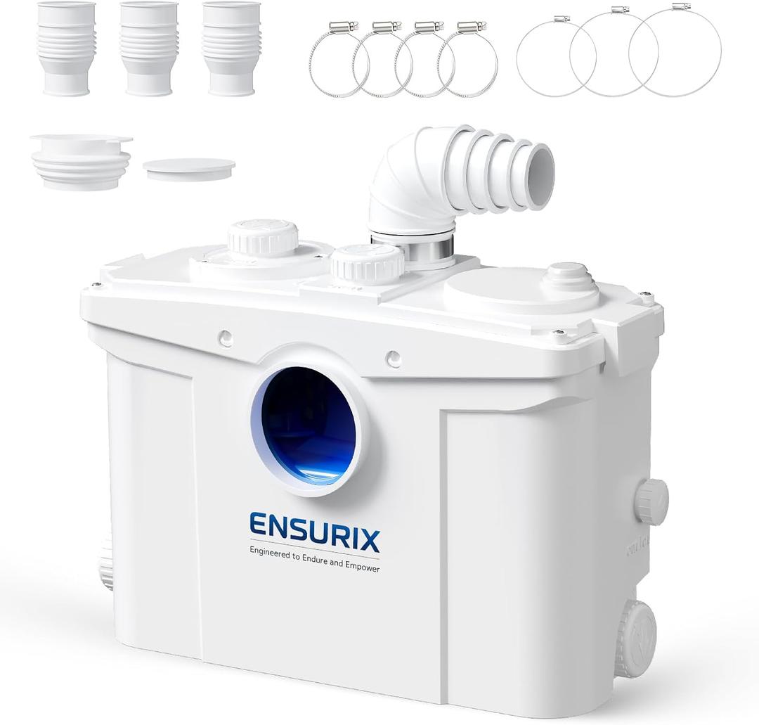 1200W Macerator Pump 2800GPH, 28FT Vertical Lift Toilet Water Pump with Anti-Backflow, PCB Smart Control, IPX4 Waterproof, Macerator Pump Basement for Toilet, Sink, Bathroom etc.