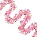 XmasExp 33ft Valentines Day Decorations Pink Valentines Day Garland with Light Shiny Heart Valentines Tree Decorations for Wedding Party,Mantle,Christmas Tree, Birthday (33ft-Light Pink)