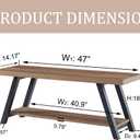LVB Industrial Entryway Bench, Wood and Metal Storage Bench for Living Dining Room, Farmhouse Indoor Entry Way Shoe Benches Seat, Rustic Oak, 47 Inch Long, 47W x 14.17D x 18.11H Inch
